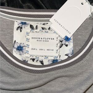 Gray Short Sleeve T-Shirt by Denim & Flower designed by Ricky Singh NWT